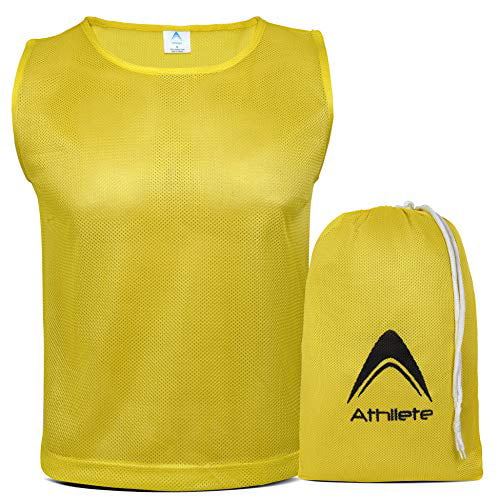 Athllete DURAMESH Set of 6 & 12 Scrimmage Vest/Pinnies/Team Practice Jerseys with Free Carry Bags Sizes for Children Youth Adult and Adult XL 